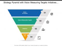 Strategy pyramid with vision measuring targets initiatives and action plan