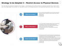 Strategy to be adopted 3 restrict access to physical devices overcome the it security