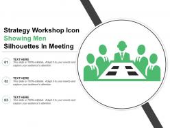 Strategy workshop icon showing men silhouettes in meeting