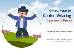 Strawman in garden wearing cap and blazer