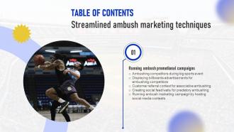 Streamlined Ambush Marketing Techniques Table Of Contents MKT SS V