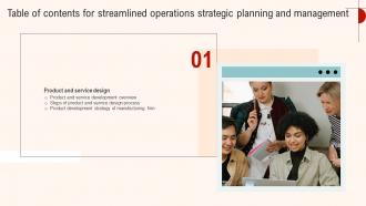 Streamlined Operations Strategic Planning And Management Table Of Contents Strategy SS V