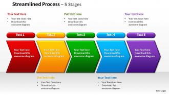 Streamlined process 5 stages powerpoint diagrams presentation slides graphics 0912