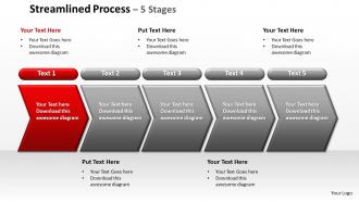 Streamlined process 5 stages powerpoint diagrams presentation slides graphics 0912
