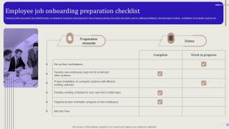 Streamlining Hiring Process Employee Job Onboarding Preparation Checklist