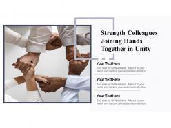 Strength colleagues joining hands together in unity
