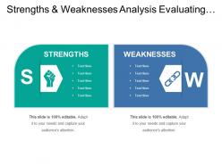 Strengths and weaknesses analysis evaluating list of organisational attributes