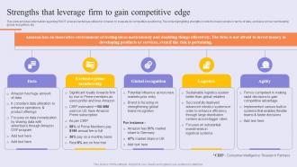 Strengths That Leverage Firm To Gain Success Story Of Amazon To Emerge As Pioneer Strategy SS V