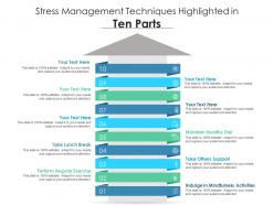 Stress management techniques highlighted in ten parts