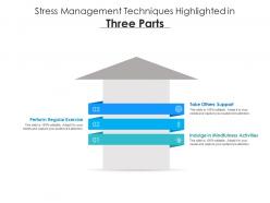 Stress management techniques highlighted in three parts