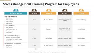 Stress Management Training Occupational Stress Management Strategies