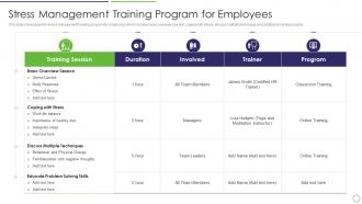 Stress Management Training Program Workplace Stress Management Strategies