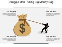 Struggle man pulling big money bag