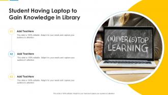 Student having laptop to gain knowledge in library