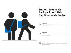 Student icon with backpack and side bag filled with books