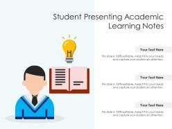 Student presenting academic learning notes