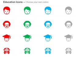 Student teacher graduate school bus ppt icons graphics