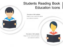 Students reading book education icons