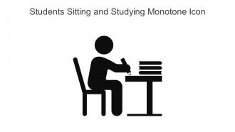Students Sitting And Studying Monotone Icon In Powerpoint Pptx Png And Editable Eps Format