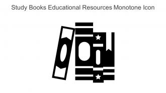 Study Books Educational Resources Monotone Icon In Powerpoint Pptx Png And Editable Eps Format