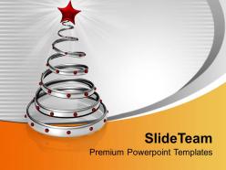 Stylish Silver Ring With Red Star Christmas PowerPoint Templates PPT Themes And Graphics 0113