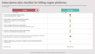 Subscription Plan Checklist For Billing Engine Platforms