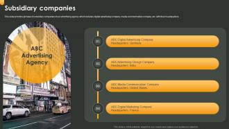 Subsidiary Companies Advertising Company Profile Ppt File Graphics Example