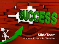 Success coming out from brick wall powerpoint templates ppt themes and graphics 0113