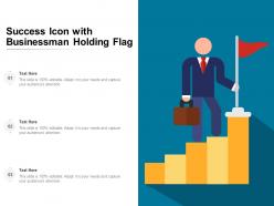Success icon with businessman holding flag