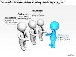 Successful businessmen shaking hands deal signed ppt graphics icons powerpoint