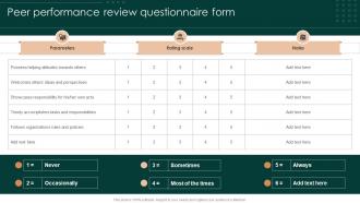 Successful Employee Performance Peer Performance Review Questionnaire Form