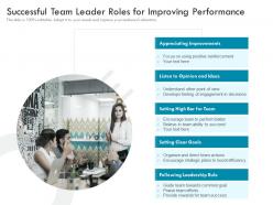 Successful team leader roles for improving performance