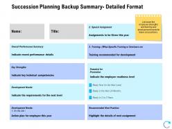 Succession planning backup summary detailed format ppt slide