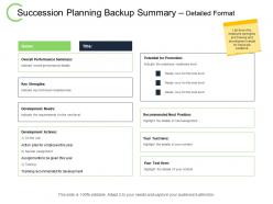 Succession planning backup summary detailed format technical ppt powerpoint presentation file