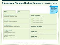 Succession Planning Backup Summary Detailed Format Year Ppt Powerpoint Presentation Model