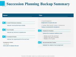 Succession Planning Backup Summary Ppt Powerpoint Presentation Infographics Designs