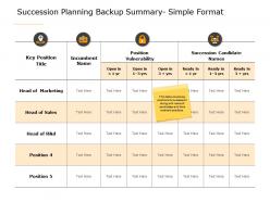 Succession Planning Backup Summary Simple Format A622 Ppt Powerpoint Presentation Slides Graphics