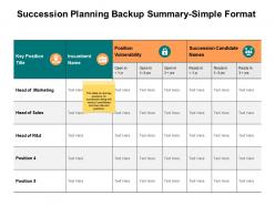 Succession Planning Backup Summary Simple Format Ppt Powerpoint Presentation Infographic Template