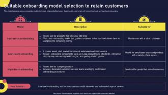 Suitable Onboarding Model Selection To Retain Customers Onboarding Journey For Strategic