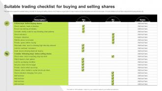 Suitable Trading Checklist For Buying And Selling Shares
