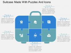 Suitcase made with puzzles and icons flat powerpoint design
