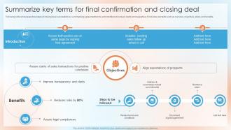 Summarize Key Terms For Final Confirmation And Closing Deal Top Sales Closing Techniques SA SS