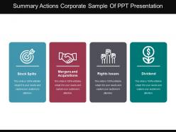 Summary actions corporate sample of ppt presentation