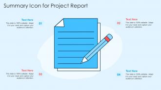 Summary Icon For Project Report In Powerpoint And Google Slides