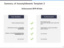 Summary of accomplishments powerpoint presentation slides