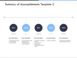 Summary of accomplishments template product development ppt powerpoint presentation ideas rules