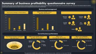Summary Of Business Profitability Questionnaire Survey SS