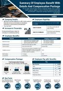 Summary of employee benefit with details and compensation package presentation report infographic ppt pdf document