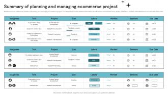 Summary Of Planning And Managing Ecommerce Project