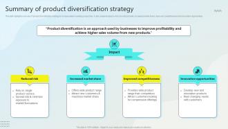 Summary Of Product Diversification Strategy Steps For Business Growth Strategy SS